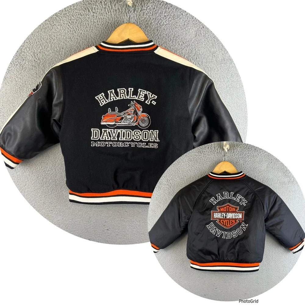 Youth Kid Harley Davidson Kids Reversible Varsity Jacket Embroidered 4T